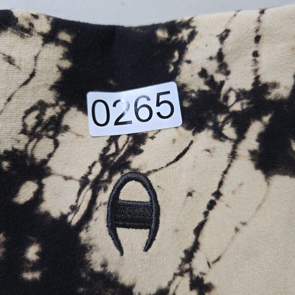 Champion Shirt Womens Large Black Tan Tie Dye Long Sleeve Crewneck Grunge Bleach - Picture 8 of 9